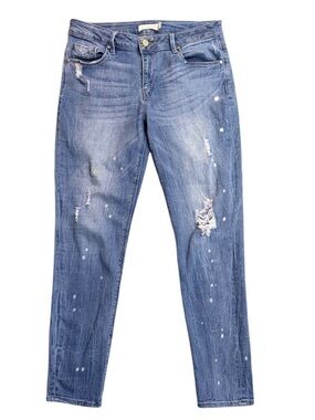 Anthropologie Unpublished Distressed Denim Blue Jeans with Splatter Detail 27